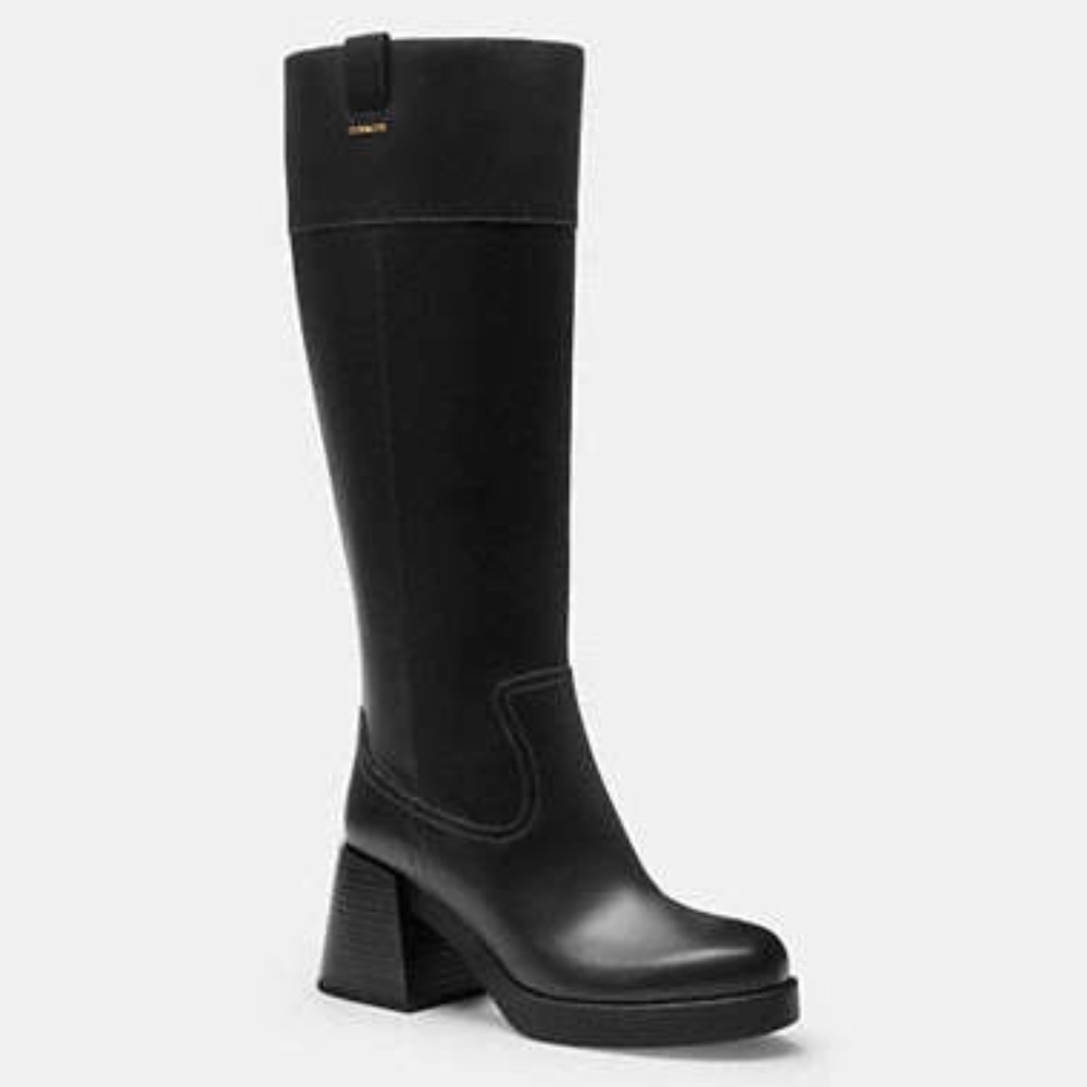 New Coach Black Block Heel Tall Boot
